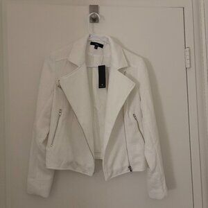 Lulus Iconic Trend White Tweed Moto Jacket | Size XS (NWT)